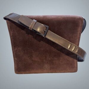 PRADA SCAMOSCIATO SHOULDER BAG SUEDE BROWN VINTAGE AUTHENTIC